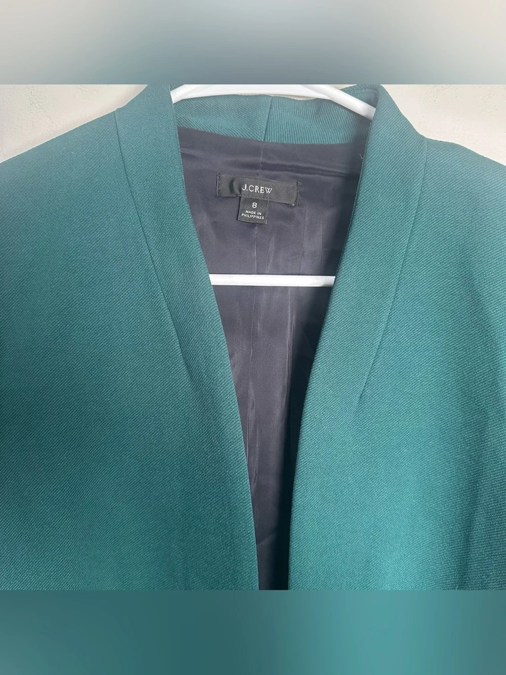 J Crew 365 Going Out Blazer Green Jacket Womens Open Front Preppy Size 8